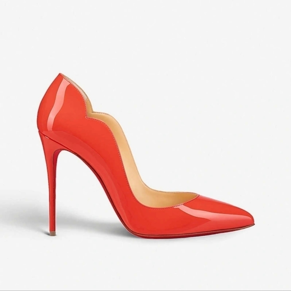 Christian Louboutin Hot Chick 100 Patent Leather Pumps CL Red Bottoms